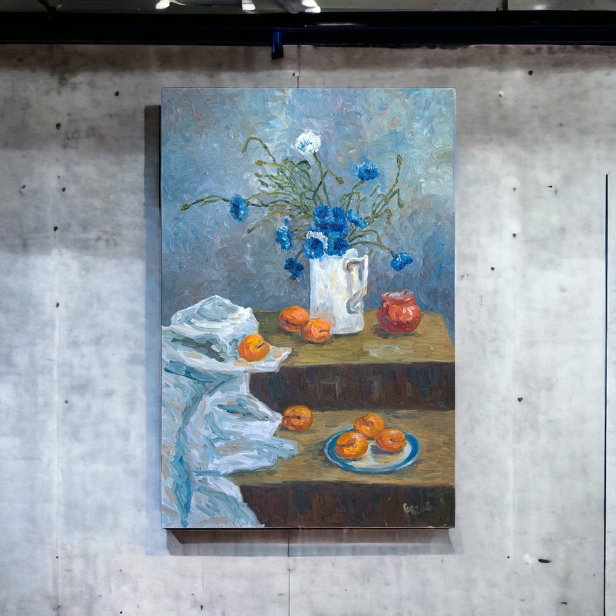 Still LIfe with apricots painting by Canadian artist