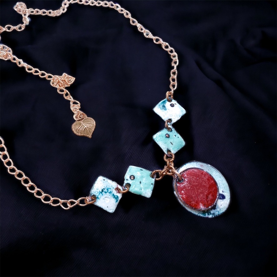 Zhenia Copper enamelled necklace