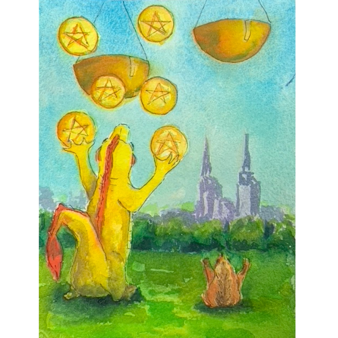 6 of pentacles white