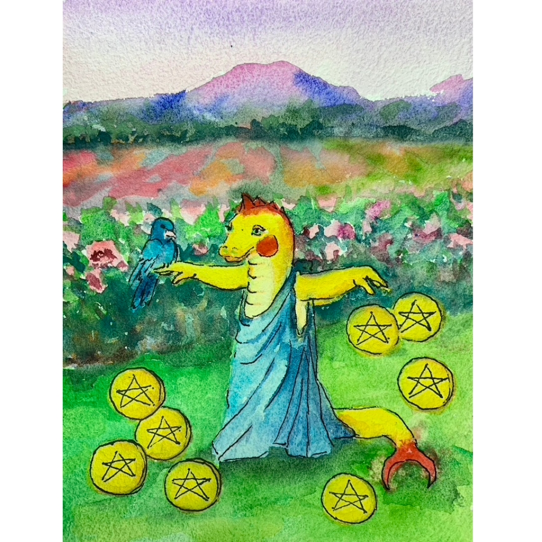 8 of pentacles white